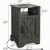 Layla Nightstand | Charging Station | Shelf | and Cabinet | Dark Gray Wood