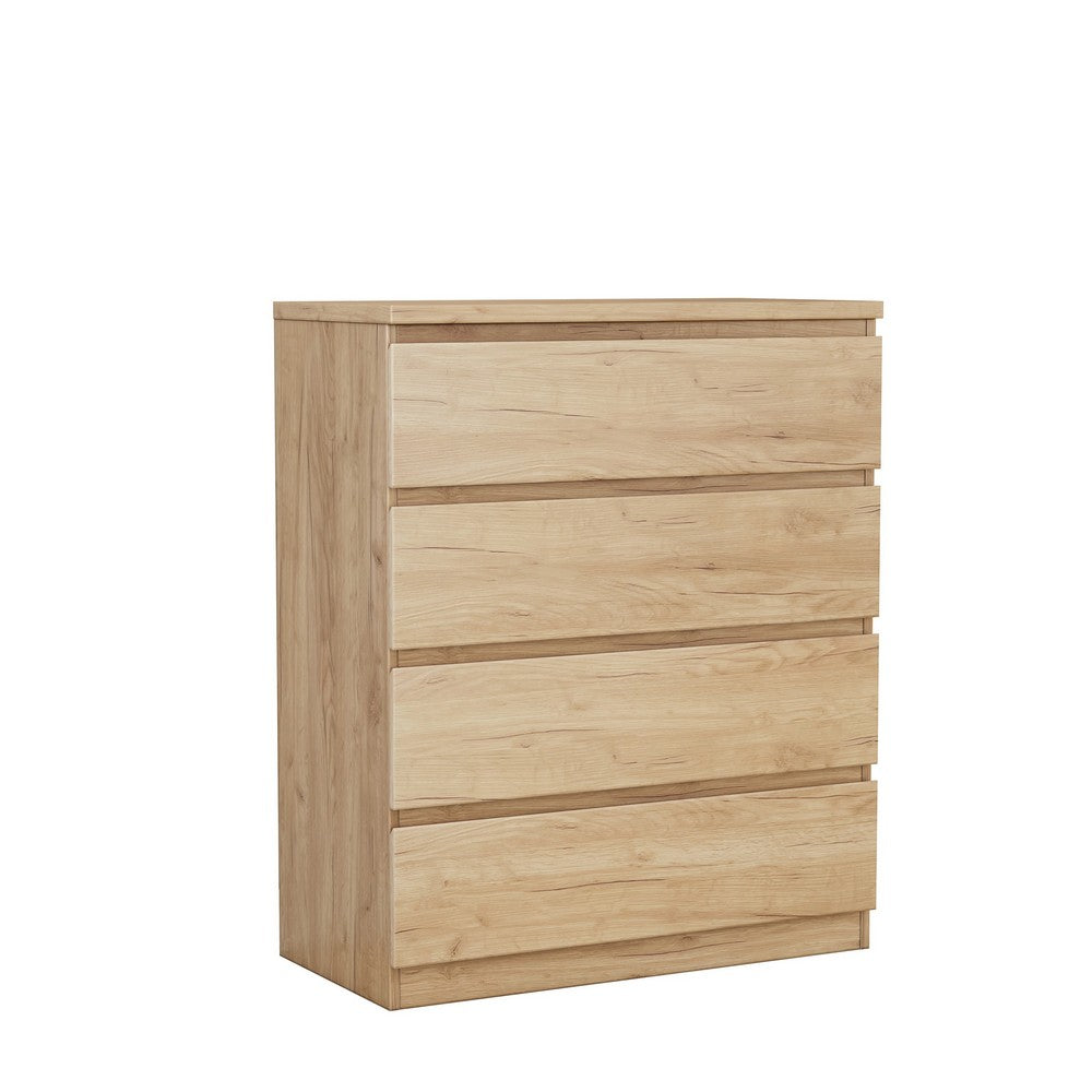 Bambi Handle-Free Tall Dresser Chest with 4 Drawers | Natural Wood