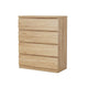 Bambi Handle-Free Tall Dresser Chest with 4 Drawers | Natural Wood