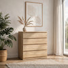 Bambi Handle-Free Tall Dresser Chest with 4 Drawers | Natural Wood