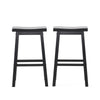 Fuji Backless Saddle Bar Stool | Contoured Seat | Stretchers | Black Wood