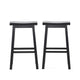 Fuji Backless Saddle Bar Stool | Contoured Seat | Stretchers | Black Wood