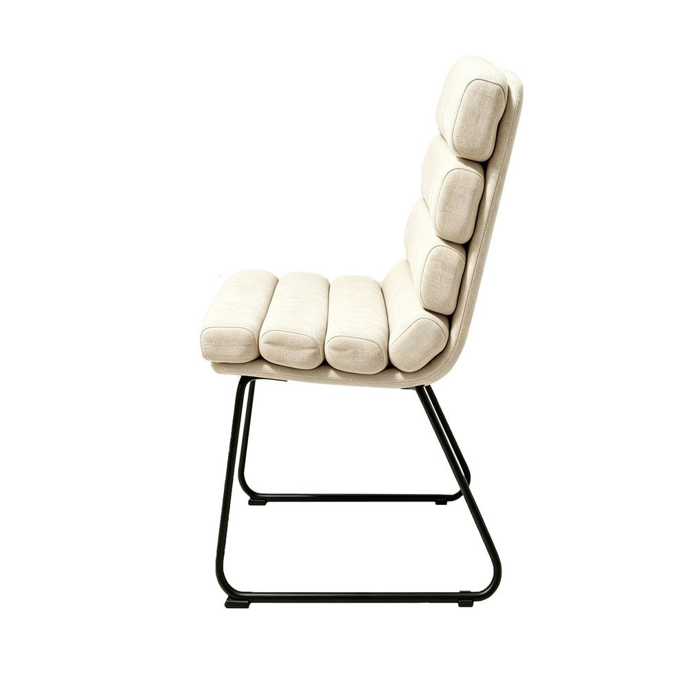 Saina Modern Dining Chairs with Metal Frame | Set of 2 | Beige Fabric