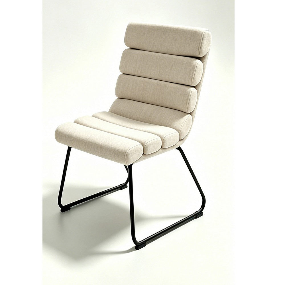 Saina Modern Dining Chairs with Metal Frame | Set of 2 | Beige Fabric