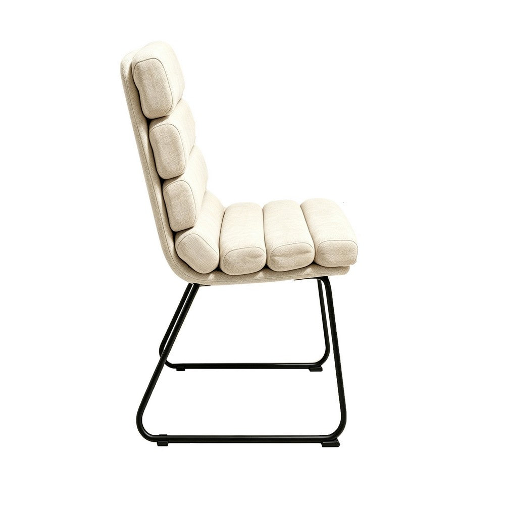 Saina Modern Dining Chairs with Metal Frame | Set of 2 | Beige Fabric
