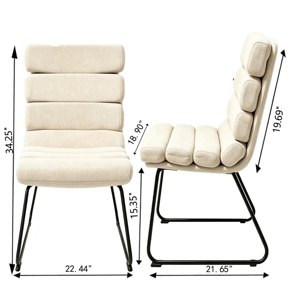 Saina Modern Dining Chairs with Metal Frame | Set of 2 | Beige Fabric