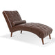 Emery Chaise Lounge with Rolling Pillow | Dark Brown Tufted Faux Leather