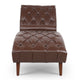 Emery Chaise Lounge with Rolling Pillow | Dark Brown Tufted Faux Leather