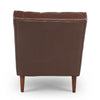 Emery Chaise Lounge with Rolling Pillow | Dark Brown Tufted Faux Leather