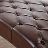 Emery Chaise Lounge with Rolling Pillow | Dark Brown Tufted Faux Leather
