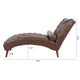 Emery Chaise Lounge with Rolling Pillow | Dark Brown Tufted Faux Leather