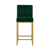 Enola Counter-Height Bar Stool Chair | Set of 2 | Gold Metal | Jade Velvet