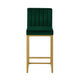 Enola Counter-Height Bar Stool Chair | Set of 2 | Gold Metal | Jade Velvet
