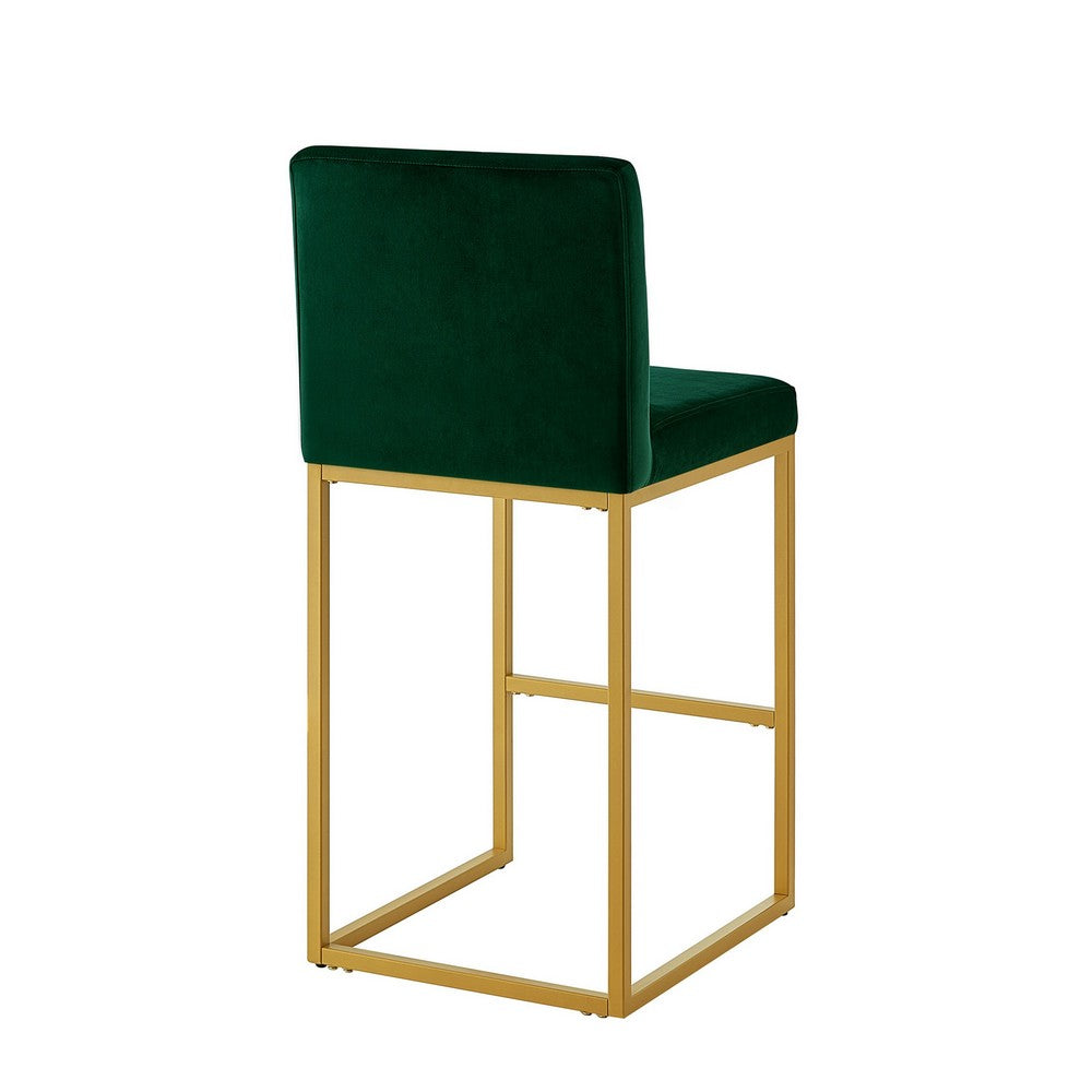 Enola Counter-Height Bar Stool Chair | Set of 2 | Gold Metal | Jade Velvet