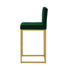 Enola Counter-Height Bar Stool Chair | Set of 2 | Gold Metal | Jade Velvet