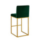 Enola Counter-Height Bar Stool Chair | Set of 2 | Gold Metal | Jade Velvet