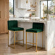 Enola Counter-Height Bar Stool Chair | Set of 2 | Gold Metal | Jade Velvet