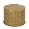 Sammy Round Coffee Table with Cutout Perforated Pattern | Brown Iron 26"