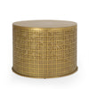 Sammy Round Coffee Table with Cutout Perforated Pattern | Brown Iron 26"