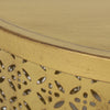 Sammy Round Coffee Table with Cutout Perforated Pattern | Brown Iron 26"
