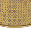 Sammy Round Coffee Table with Cutout Perforated Pattern | Brown Iron 26"