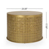 Sammy Round Coffee Table with Cutout Perforated Pattern | Brown Iron 26"