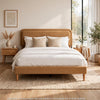 Pedro King Platform Bed with Adjustable Plush Headboard | Brown Fabric