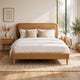 Pedro King Platform Bed with Adjustable Plush Headboard | Brown Fabric