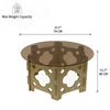 Bekko Round Coffee Table with Glass Top | Carved Natural Wood Base 32"