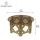 Bekko Round Coffee Table with Glass Top | Carved Natural Wood Base 32"