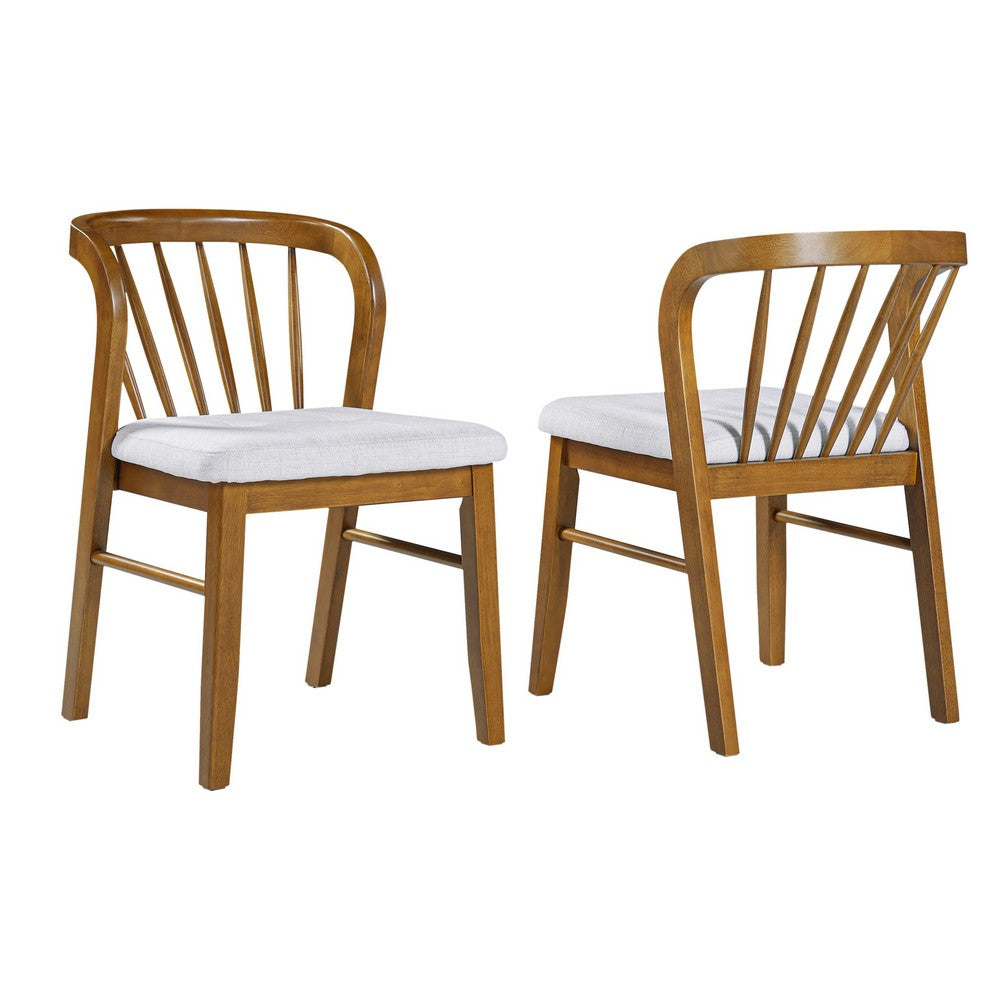 Mitch Windsor-Style Dining Chairs | Set of 2 | Rubberwood | Beige Seat