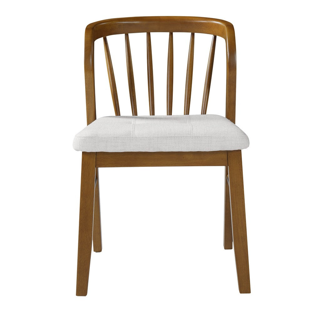 Mitch Windsor-Style Dining Chairs | Set of 2 | Rubberwood | Beige Seat