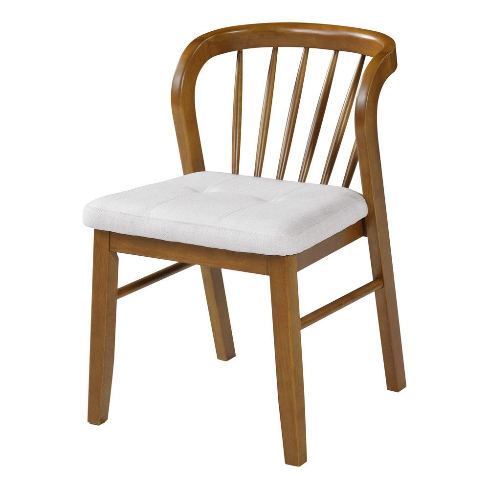Mitch Windsor-Style Dining Chairs | Set of 2 | Rubberwood | Beige Seat