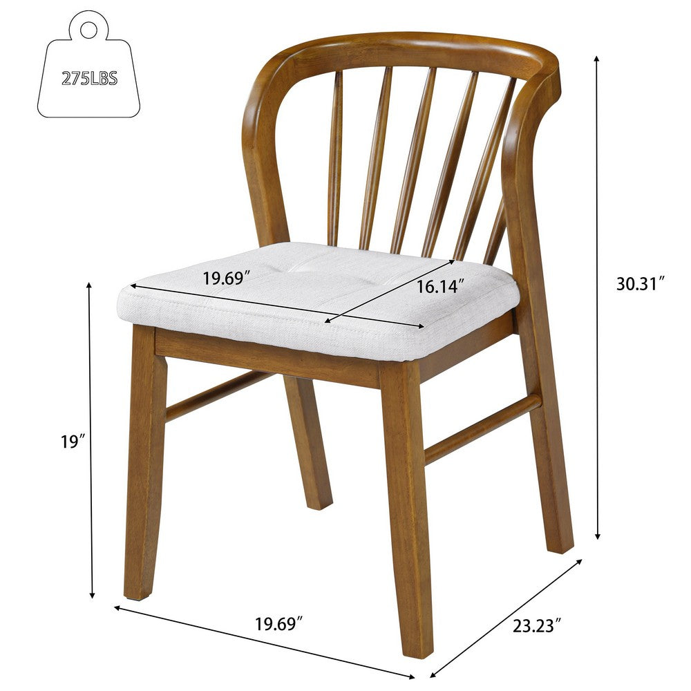 Mitch Windsor-Style Dining Chairs | Set of 2 | Rubberwood | Beige Seat