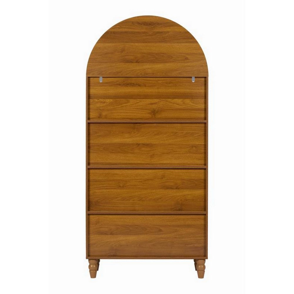 Carlos Arched Storage Cabinet | Carved Details | Open Shelves | Walnut 67"