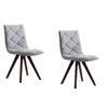 Kayra Dining Chairs with Solid Wood Legs | Set of 2 | Gray Fabric