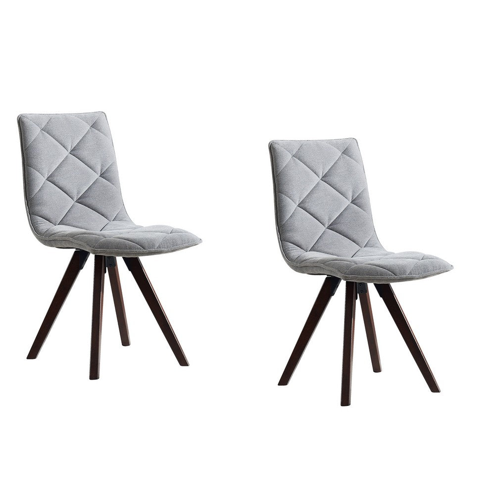 Kayra Dining Chairs with Solid Wood Legs | Set of 2 | Gray Fabric