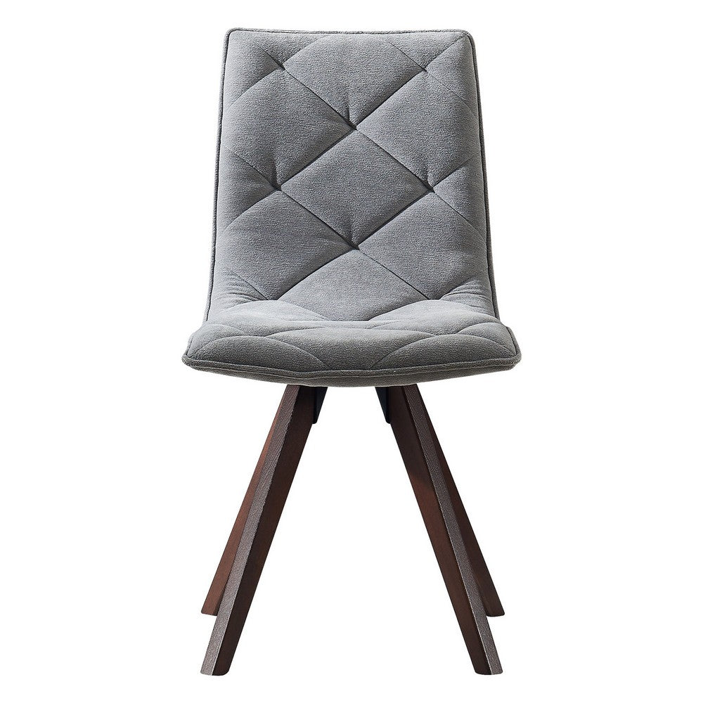 Kayra Dining Chairs with Solid Wood Legs | Set of 2 | Gray Fabric