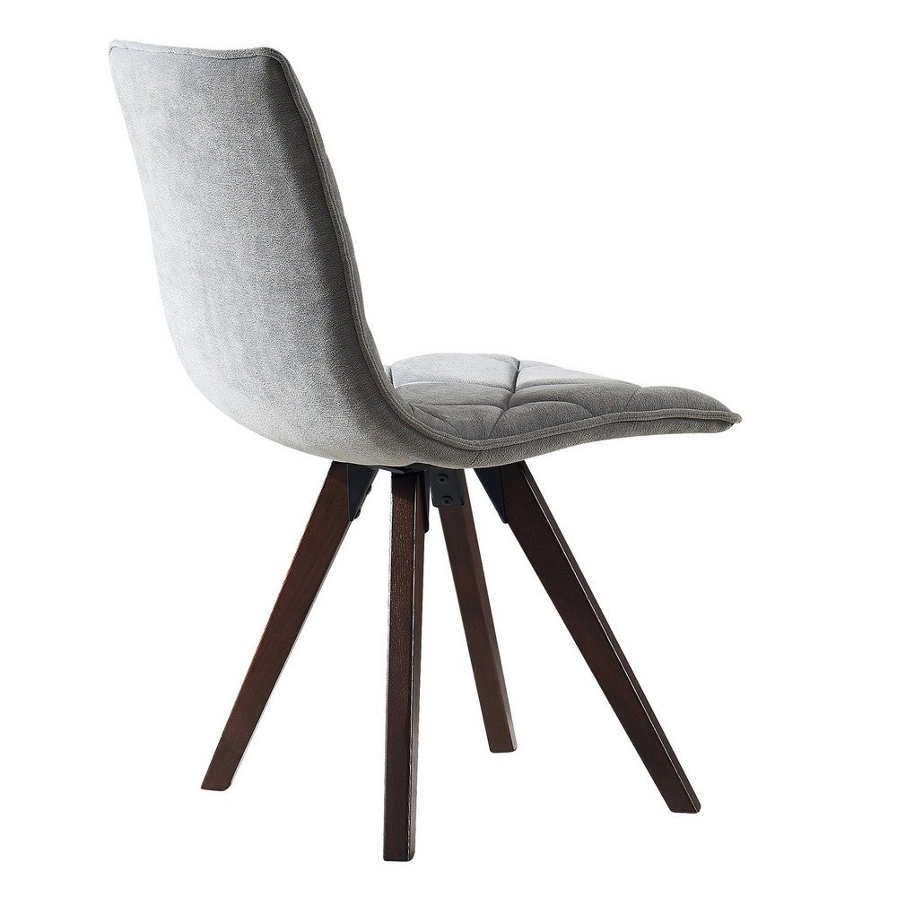 Kayra Dining Chairs with Solid Wood Legs | Set of 2 | Gray Fabric