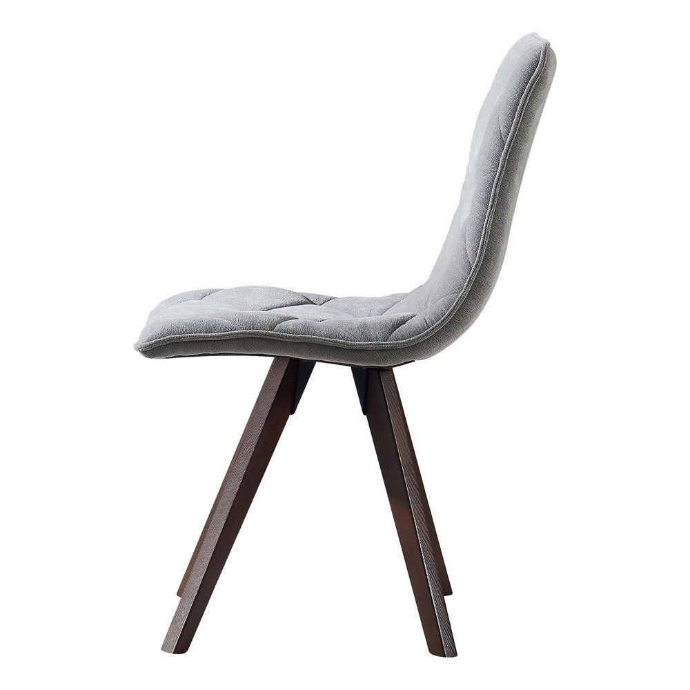 Kayra Dining Chairs with Solid Wood Legs | Set of 2 | Gray Fabric