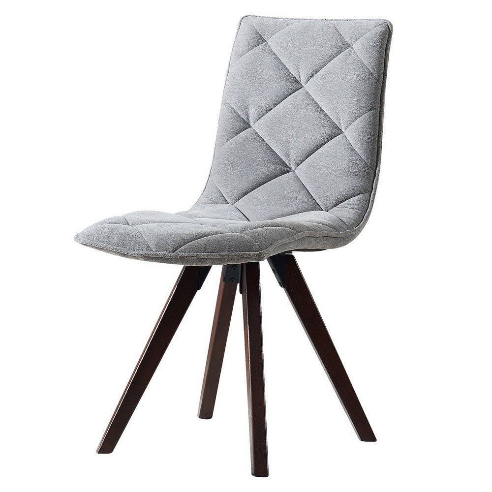 Kayra Dining Chairs with Solid Wood Legs | Set of 2 | Gray Fabric