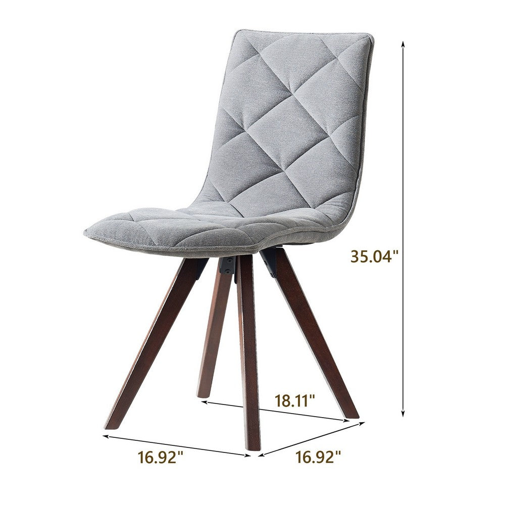 Kayra Dining Chairs with Solid Wood Legs | Set of 2 | Gray Fabric