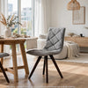 Kayra Dining Chairs with Solid Wood Legs | Set of 2 | Gray Fabric
