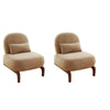 Darla Accent Chair | Set of 2 | Brown Solid Wood Legs | Camel Velvet