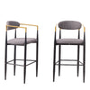 Avime Modern Barstool Chair | Set of 2 | Gold Metal Armrests | Gray Fabric