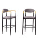 Avime Modern Barstool Chair | Set of 2 | Gold Metal Armrests | Gray Fabric