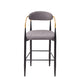 Avime Modern Barstool Chair | Set of 2 | Gold Metal Armrests | Gray Fabric