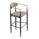 Avime Modern Barstool Chair | Set of 2 | Gold Metal Armrests | Gray Fabric
