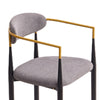 Avime Modern Barstool Chair | Set of 2 | Gold Metal Armrests | Gray Fabric