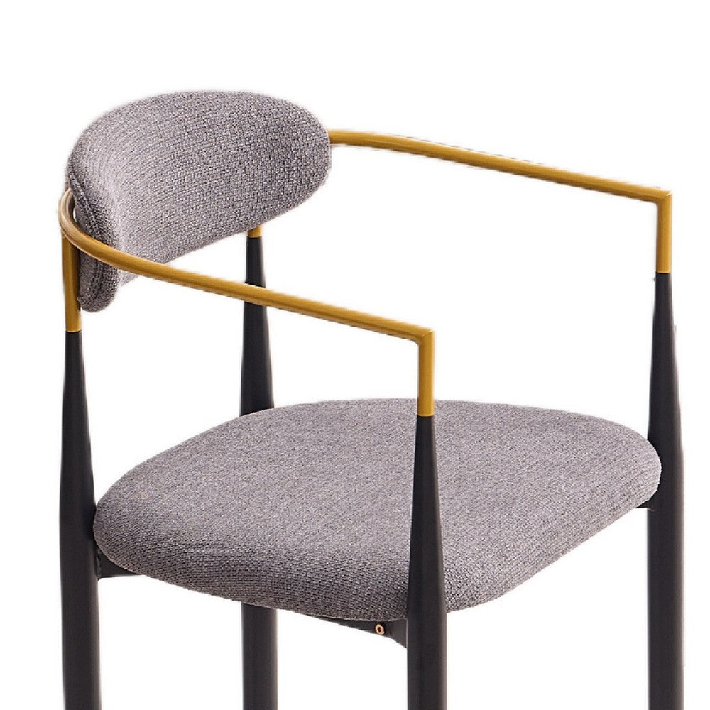 Avime Modern Barstool Chair | Set of 2 | Gold Metal Armrests | Gray Fabric